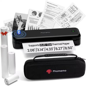Phomemo M834 Portable Printer Kit, Bluetooth Thermal Printer Supports 8.5" x 11" US Letter Size, Inkless Wireless Printer for Phone & PC, for Business/Office/Home, 4 Roll Paper +Case