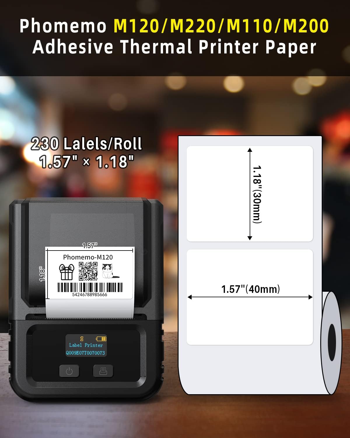 Phomemo Thermal Sticker Label Paper for M110 M220 M150 M250 Label Maker, Strong Self-Adhesive Sticker, 3 Rolls 690 Pcs