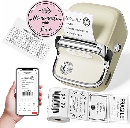 Phomemo M150 Label Maker, Upgraded Bluetooth Sticker Printer, 2 Inch Label Printer Compatible for Phone & PC, Thermal Printer for Small Business & Home Use, Barcode, Address,with 100 Labels