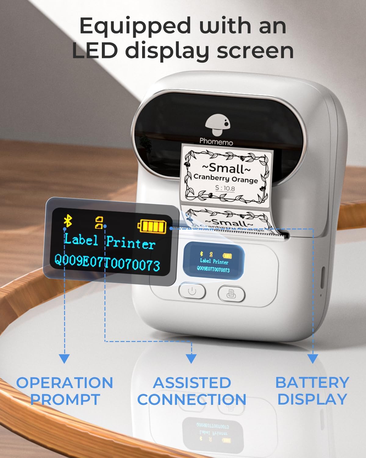 Phomemo-M110 Label Maker - Portable Bluetooth Mini Thermal Label Printer Apply to Clothing, Jewelry, Retail, Mailing, Barcode and More, Compatible for Android & iOS System, White