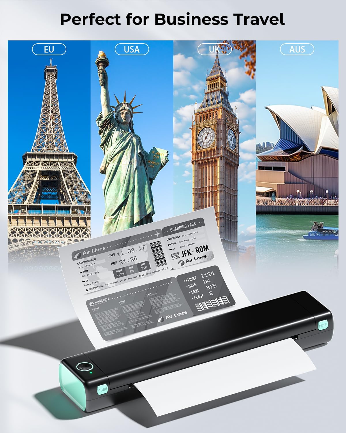Phomemo M08F Portable Thermal Inkless Printer, Wireless Bluetooth Mobile Printer Supports 8.5" x 11" Thermal Paper, Compatible with Phone, Tablet & Laptop, with 1 Case