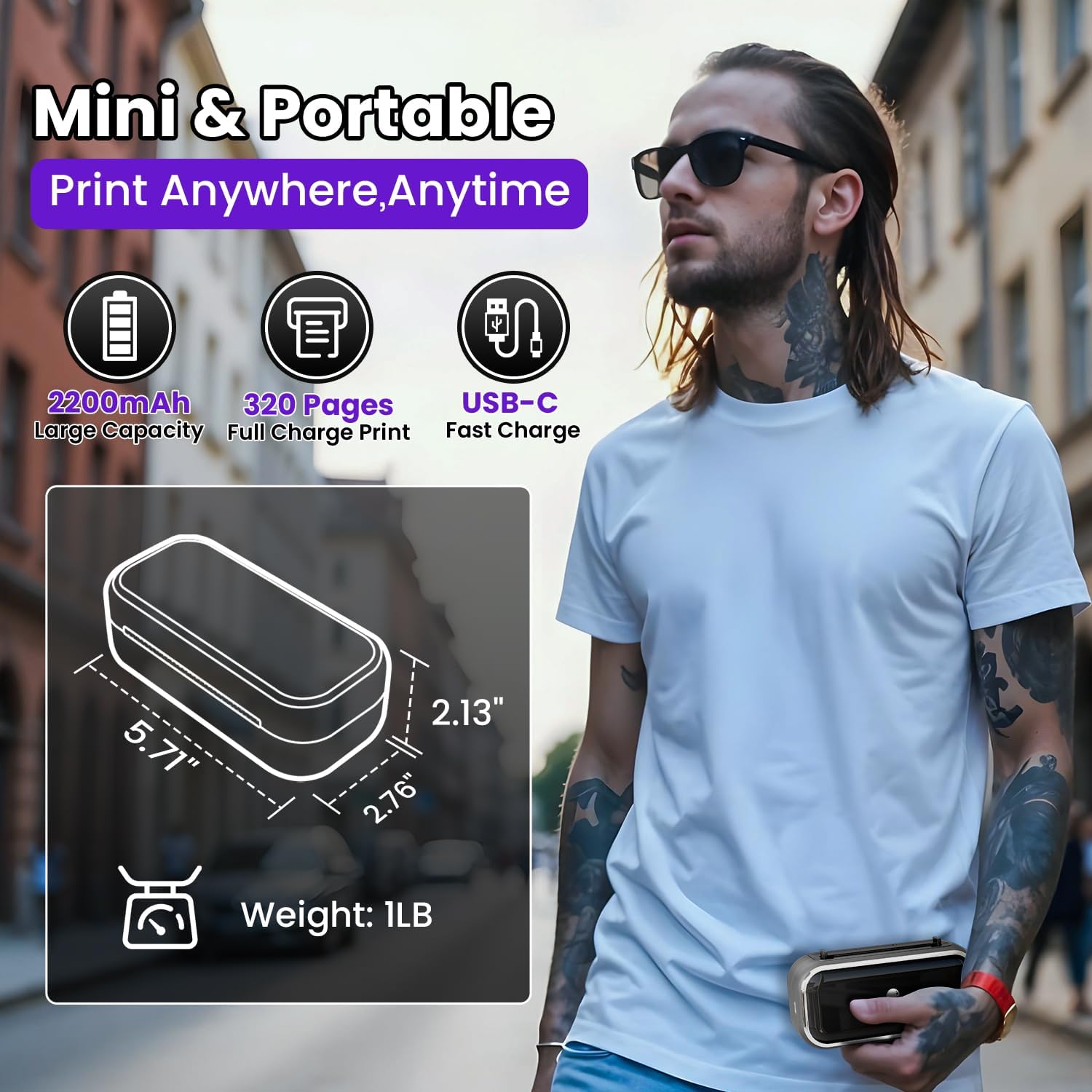 Phomemo TP31 Tattoo Stencil Printer, Mini Tattoo Printer with 30pcs Transfer Paper,Bluetooth Tattoo Machines Printers for Tattoo Beginners & Artists, Compatible with Tablet,Smartphone,Gray