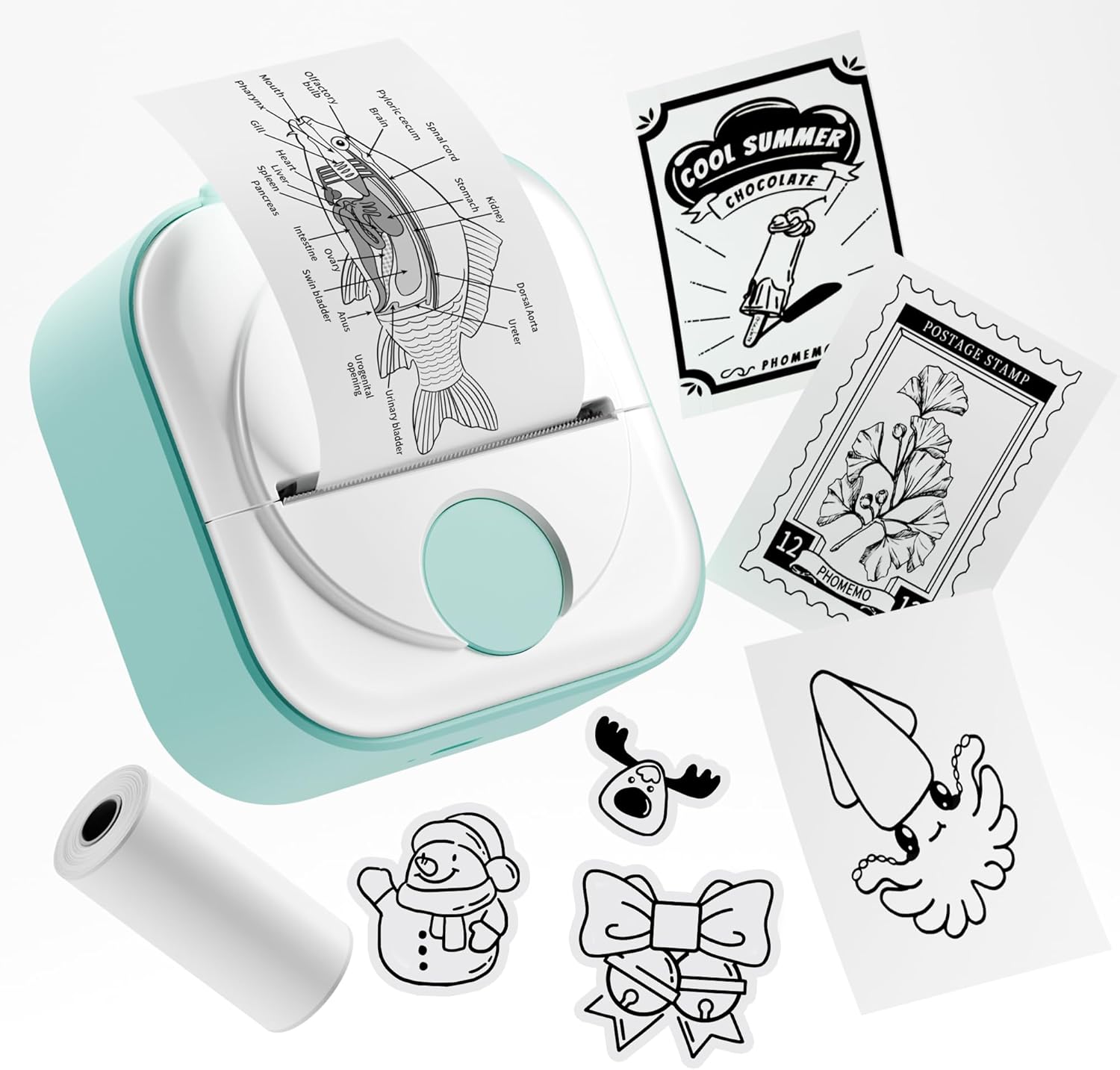 Phomemo Q02 Mini Sticker Printer, Print Pod for Bullet Journal, Study Notes, Kids Gift, DIY, Bluetooth Thermal Printer Compatible with Phone & Tablet