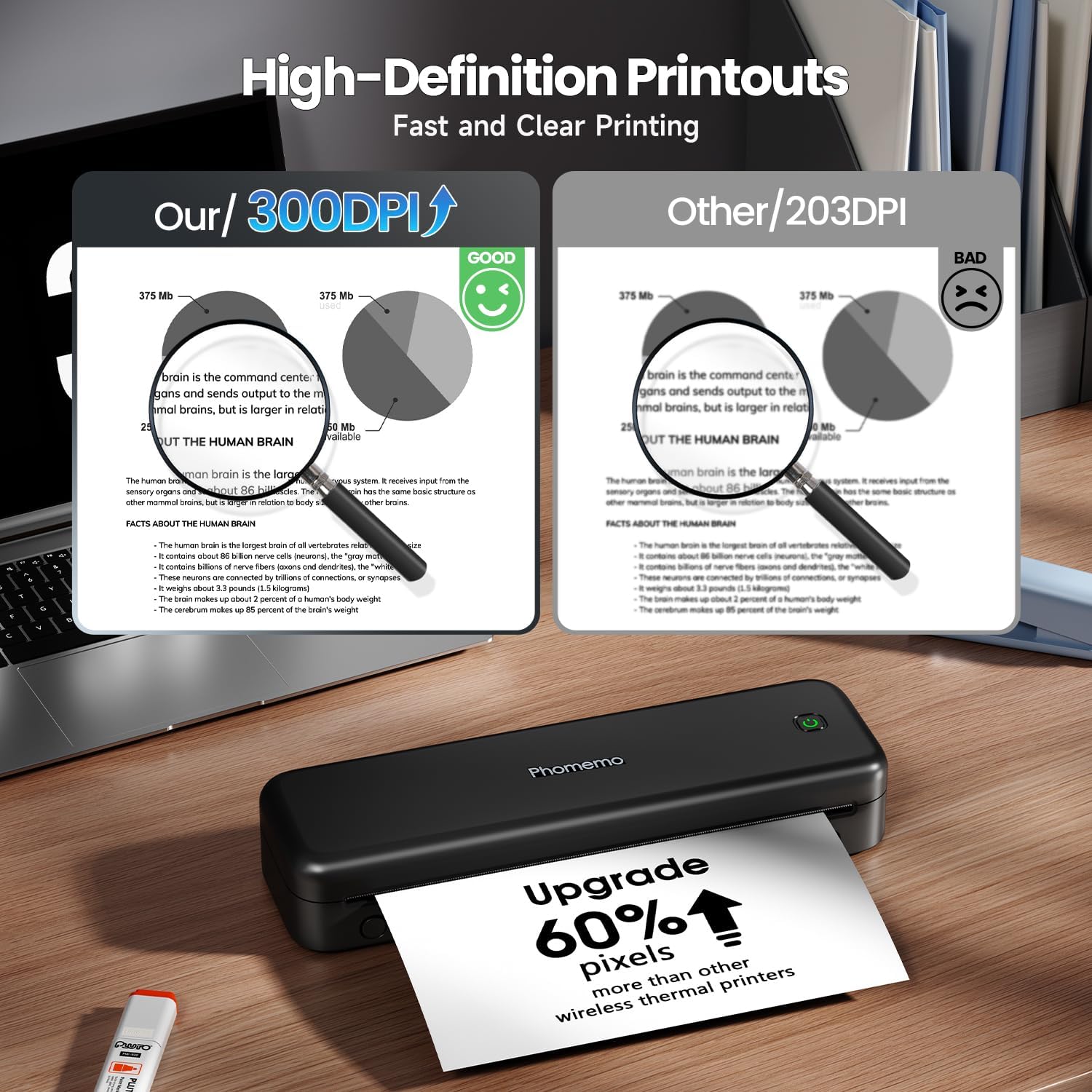 Phomemo M834 Portable Printer Kit, Bluetooth Thermal Printer Supports 8.5" x 11" US Letter Size, Inkless Wireless Printer for Phone & PC, for Business/Office/Home, 4 Roll Paper +Case