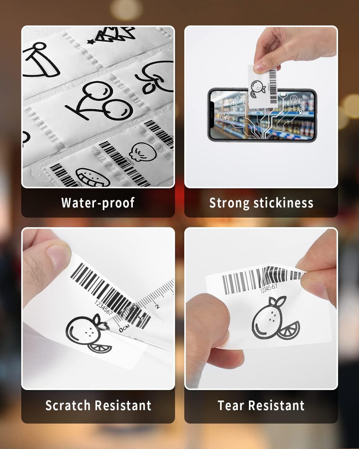 Phomemo Thermal Sticker Label Paper for M110 M220 M150 M250 Label Maker, Strong Self-Adhesive Sticker, 3 Rolls 690 Pcs