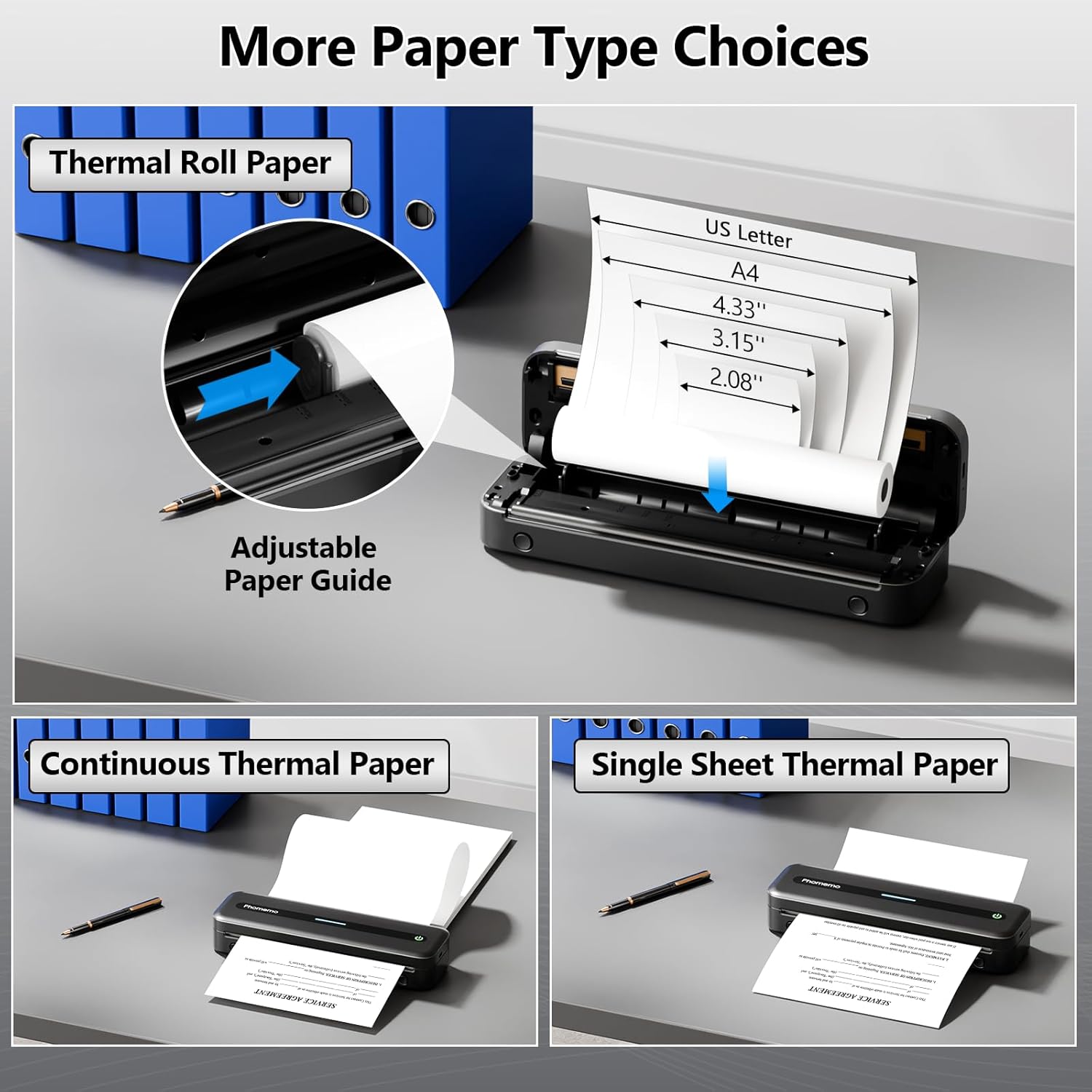 Phomemo Portable Thermal Printer, M832 Inkless Wireless Bluetooth Mobile Printer, Support 8.5" X 11" US Letter and A4 Size, Compatible with Phone Laptop for Business Office Home Use, 300dpi, with Case