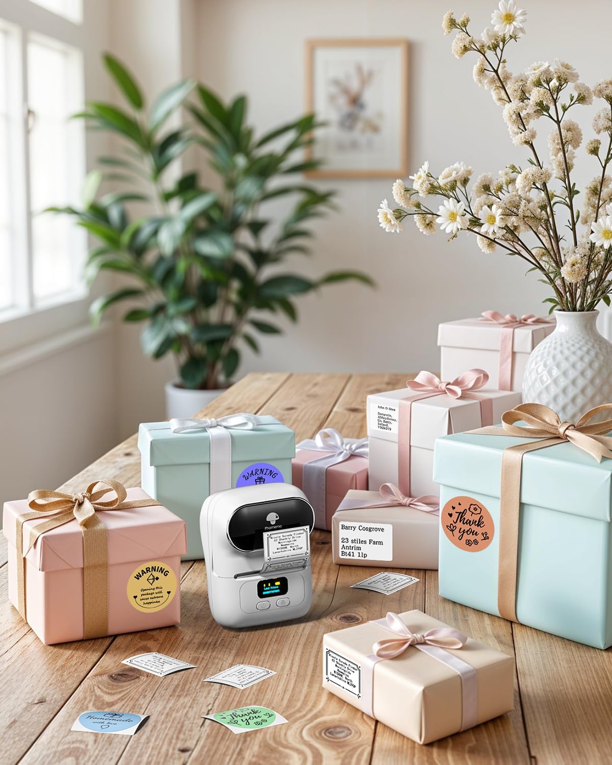 Phomemo-M110 Label Maker - Portable Bluetooth Mini Thermal Label Printer Apply to Clothing, Jewelry, Retail, Mailing, Barcode and More, Compatible for Android & iOS System, White