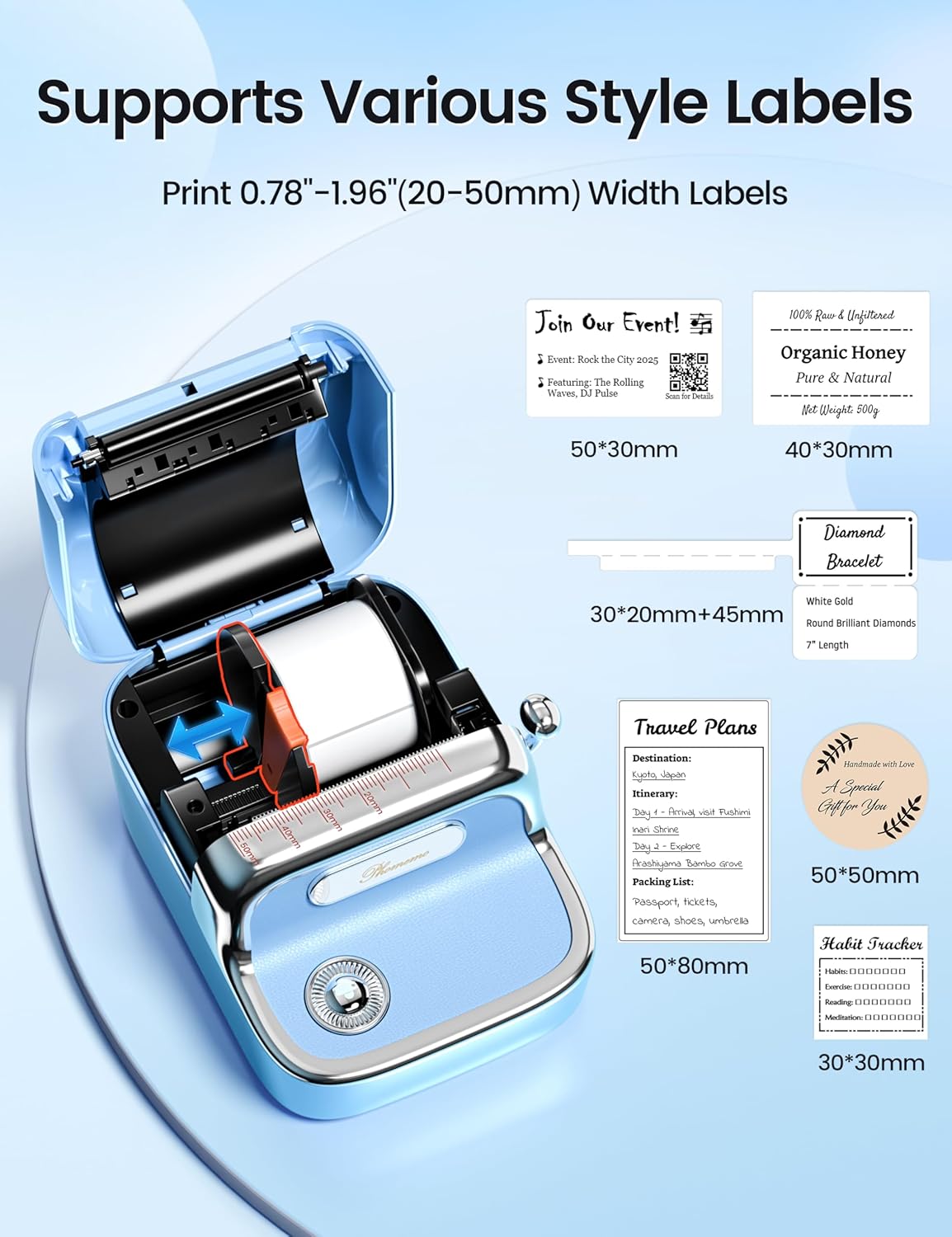 Phomemo M150 Label Maker, Upgraded Bluetooth Sticker Printer, 2 Inch Label Printer Compatible for Phone & PC, Thermal Printer for Small Business & Home Use, Barcode, Address,with 100 Labels