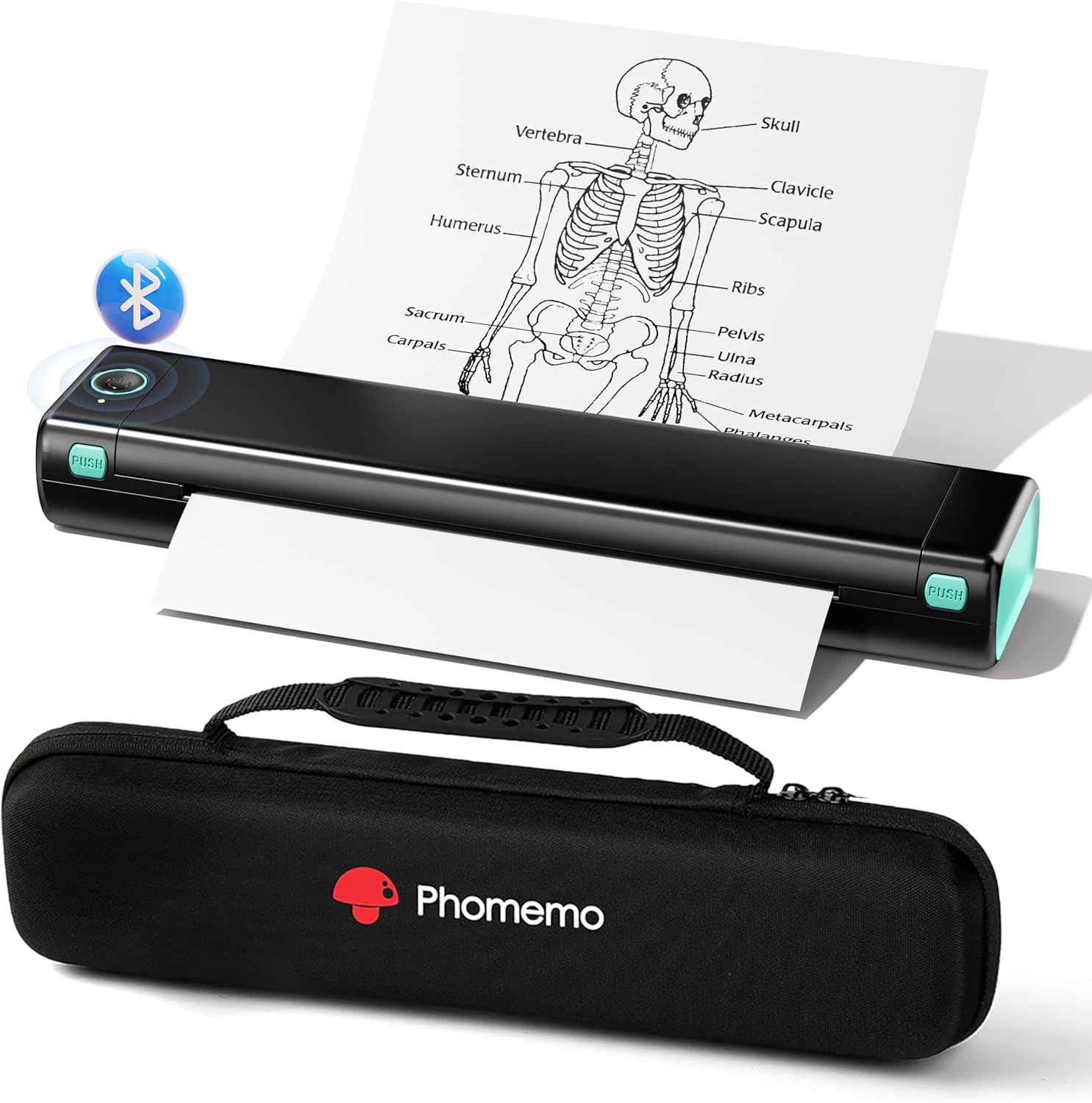 Phomemo M08F Portable Thermal Inkless Printer, Wireless Bluetooth Mobile Printer Supports 8.5" x 11" Thermal Paper, Compatible with Phone, Tablet & Laptop, with 1 Case