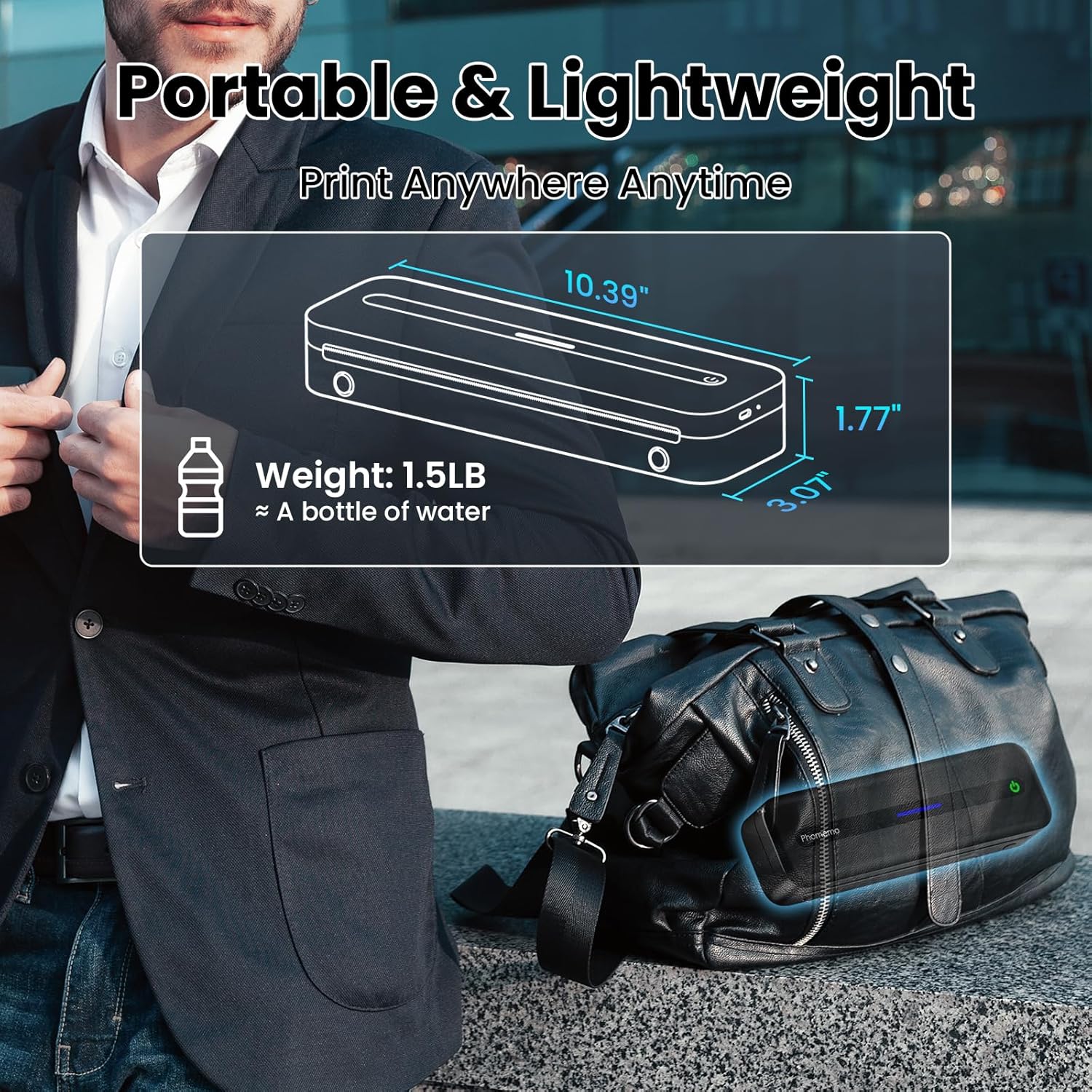 Phomemo Portable Thermal Printer, M832 Inkless Wireless Bluetooth Mobile Printer, Support 8.5" X 11" US Letter and A4 Size, Compatible with Phone Laptop for Business Office Home Use, 300dpi, with Case