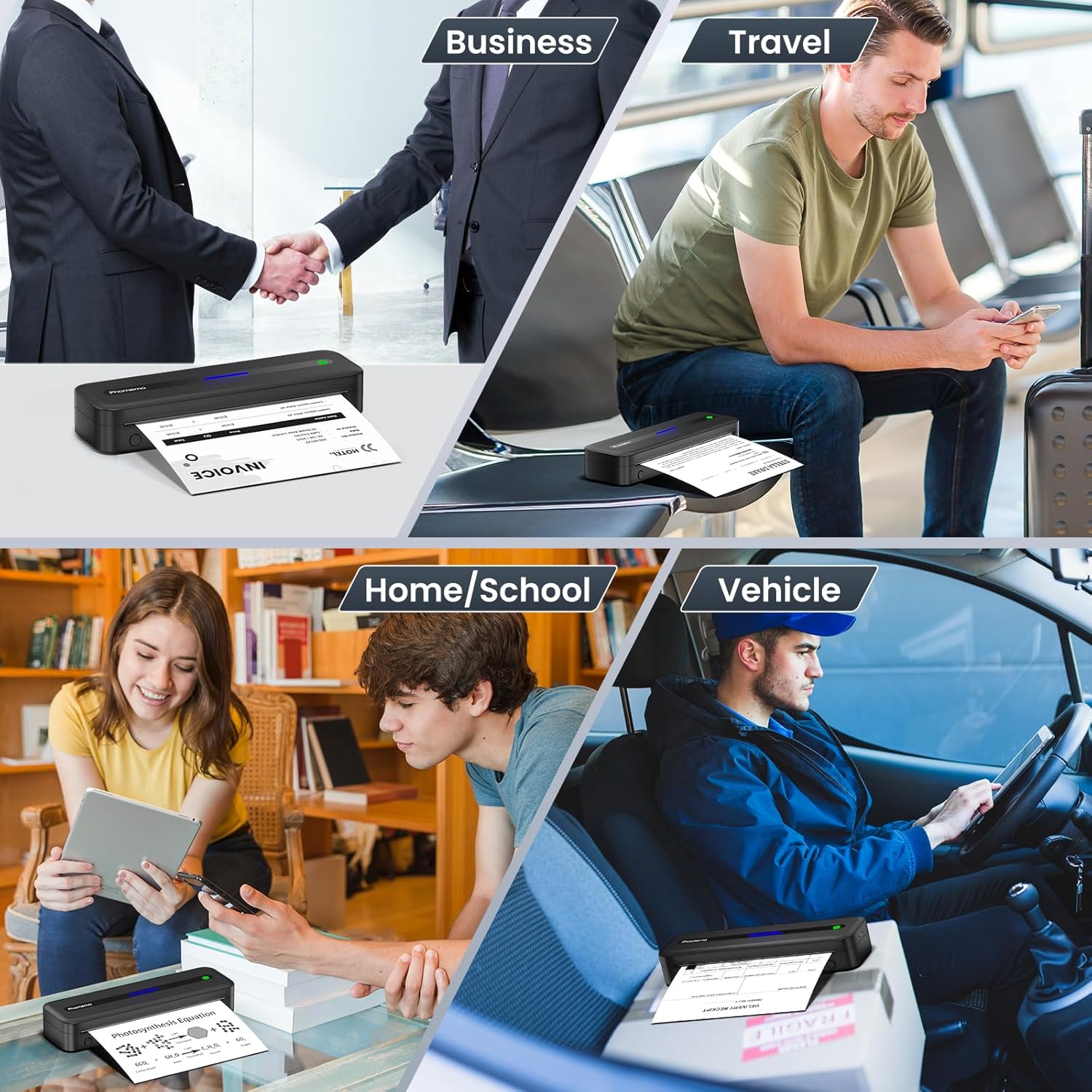 Phomemo Portable Thermal Printer, M832 Inkless Wireless Bluetooth Mobile Printer, Support 8.5" X 11" US Letter and A4 Size, Compatible with Phone Laptop for Business Office Home Use, 300dpi, with Case