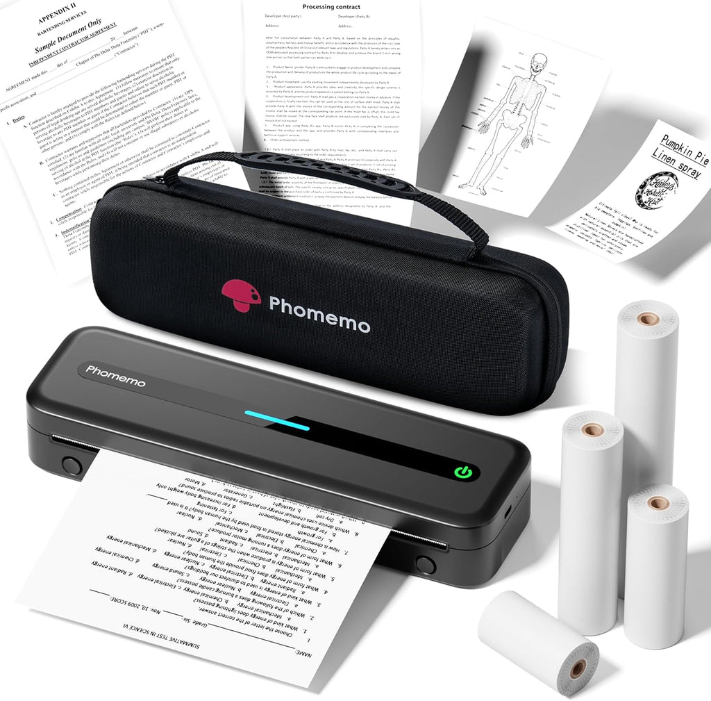 Phomemo Portable Thermal Printer, M832 Inkless Wireless Bluetooth Mobile Printer, Support 8.5" X 11" US Letter and A4 Size, Compatible with Phone Laptop for Business Office Home Use, 300dpi, with Case