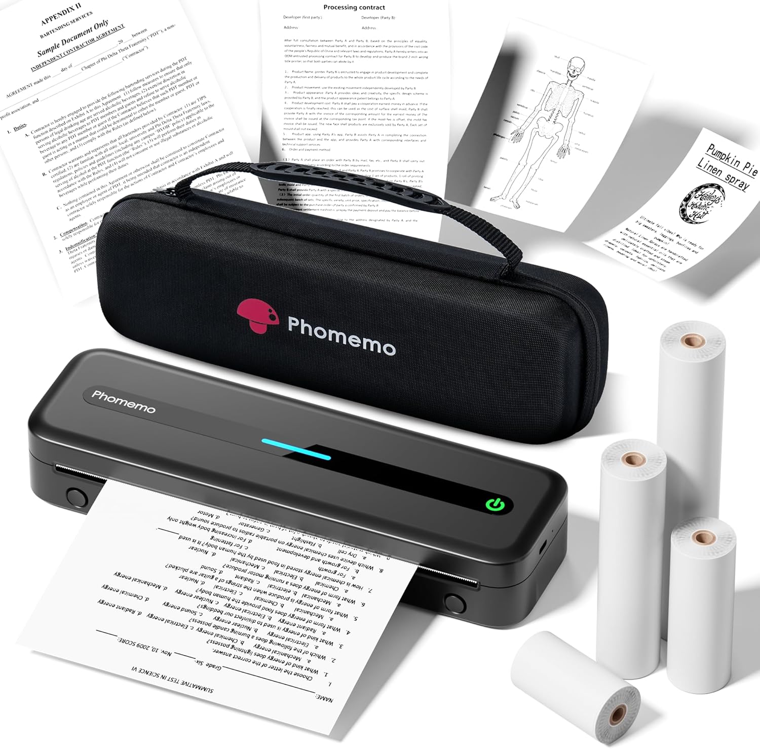 Phomemo M832 Portable Printer, Inkless Thermal Printer for Phone Laptop, Portable Printers Wireless for Travel, Support US Letter & A4 Thermal Paper, Small Bluetooth Mobile Printer for Office Car Home