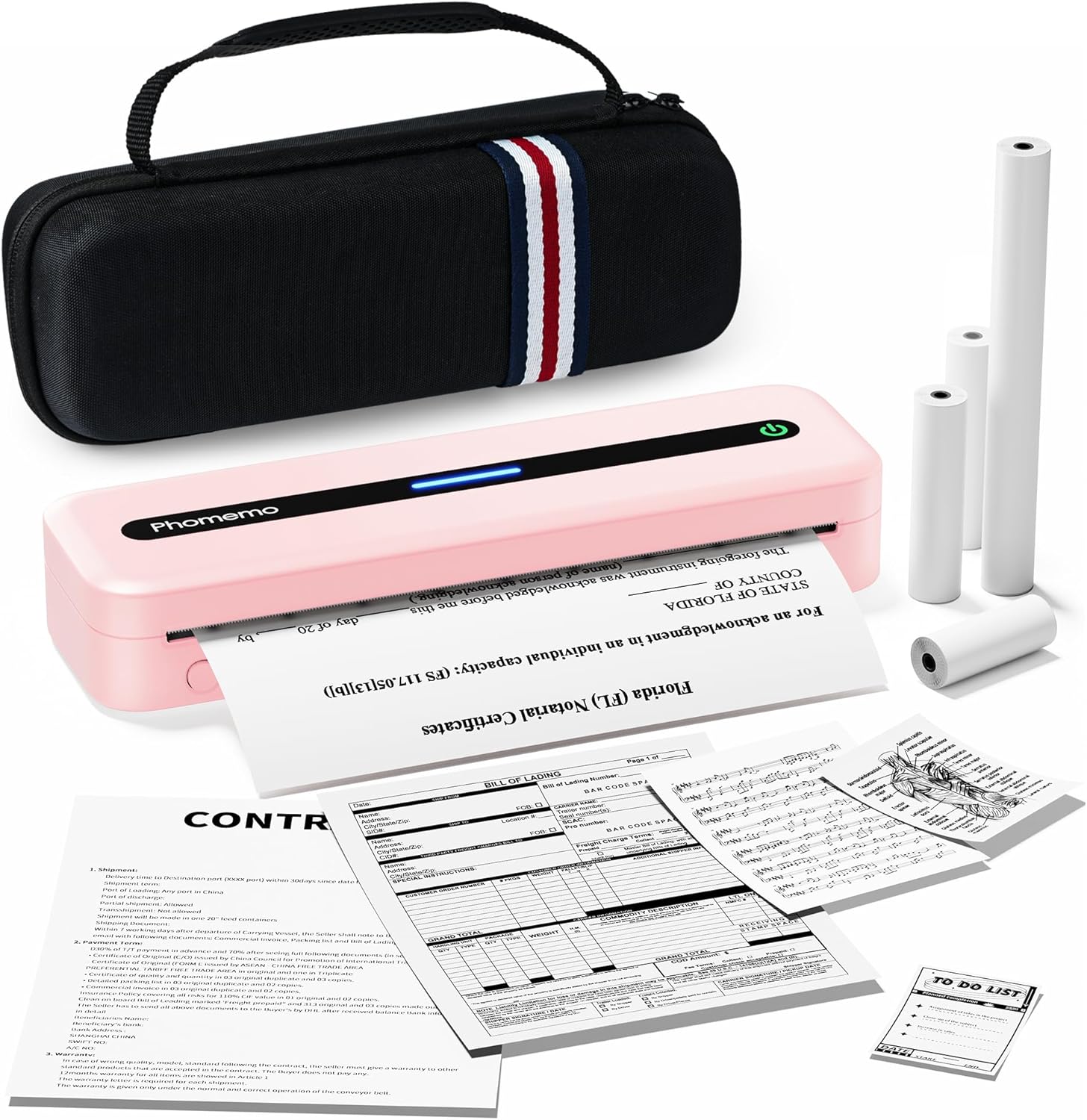 Phomemo Portable Thermal Printer, M832 Inkless Wireless Bluetooth Mobile Printer, Support 8.5" X 11" US Letter and A4 Size, Compatible with Phone Laptop for Business Office Home Use, 300dpi, with Case