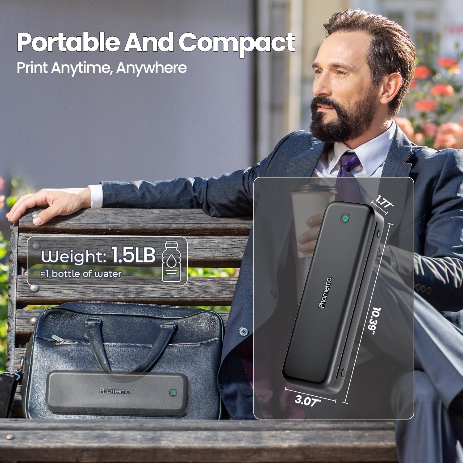 Phomemo M834 Portable Printer Kit, Bluetooth Thermal Printer Supports 8.5" x 11" US Letter Size, Inkless Wireless Printer for Phone & PC, for Business/Office/Home, 4 Roll Paper +Case