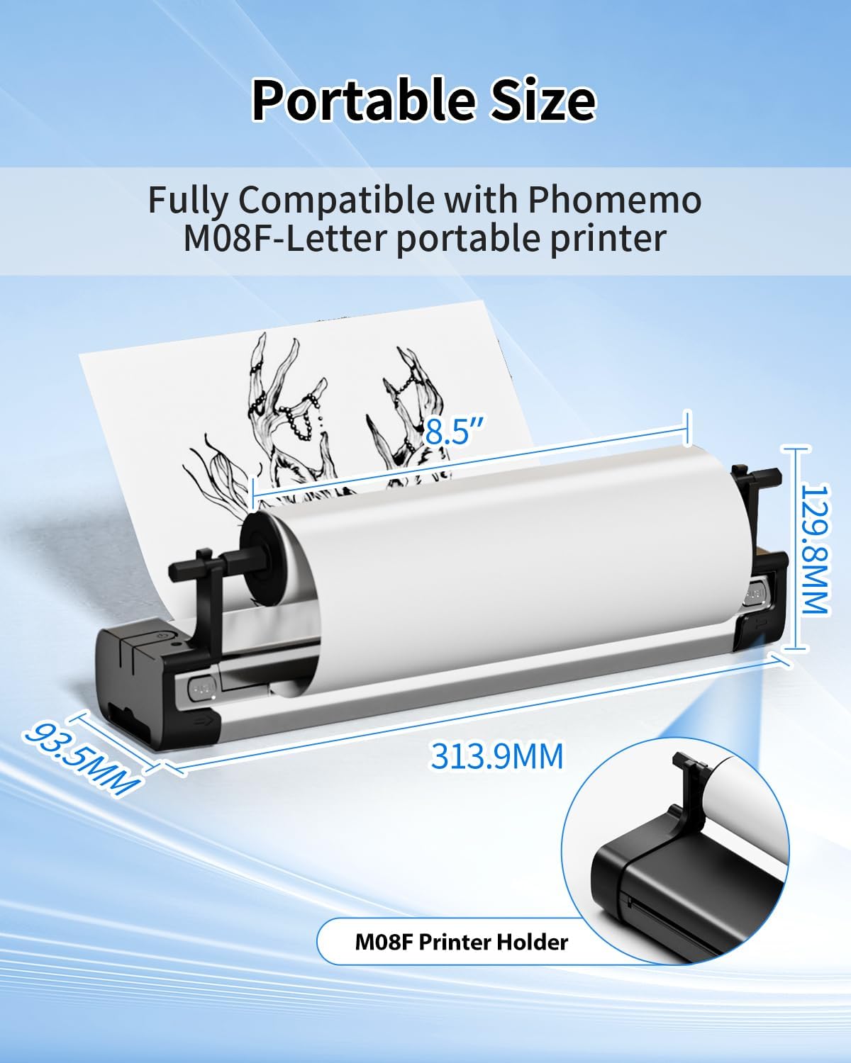 Phomemo 1/2 Rolls Thermal Paper for M08F Portable Printer - Phomemo