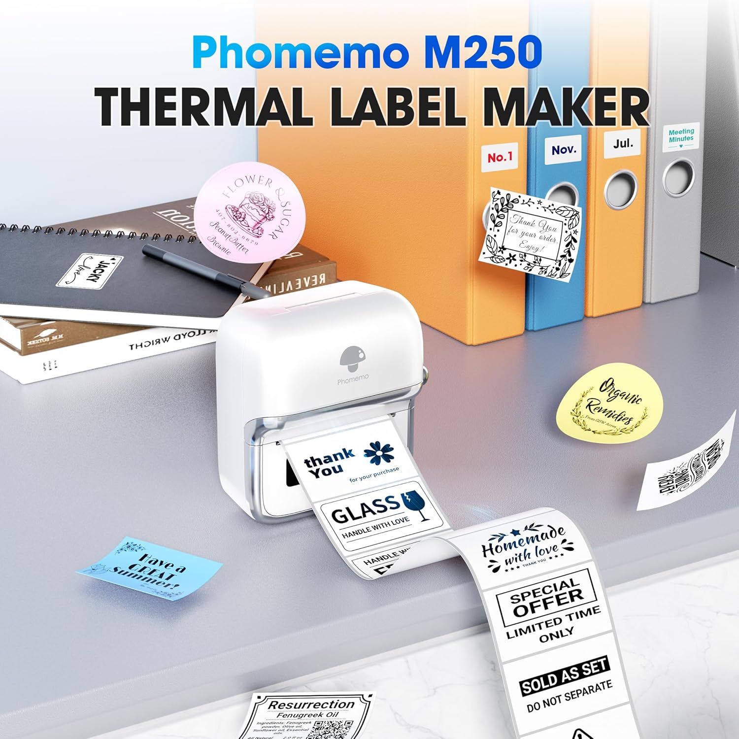 Phomemo M250 Bluetooth Portable Thermal Business Label Maker - Phomemo