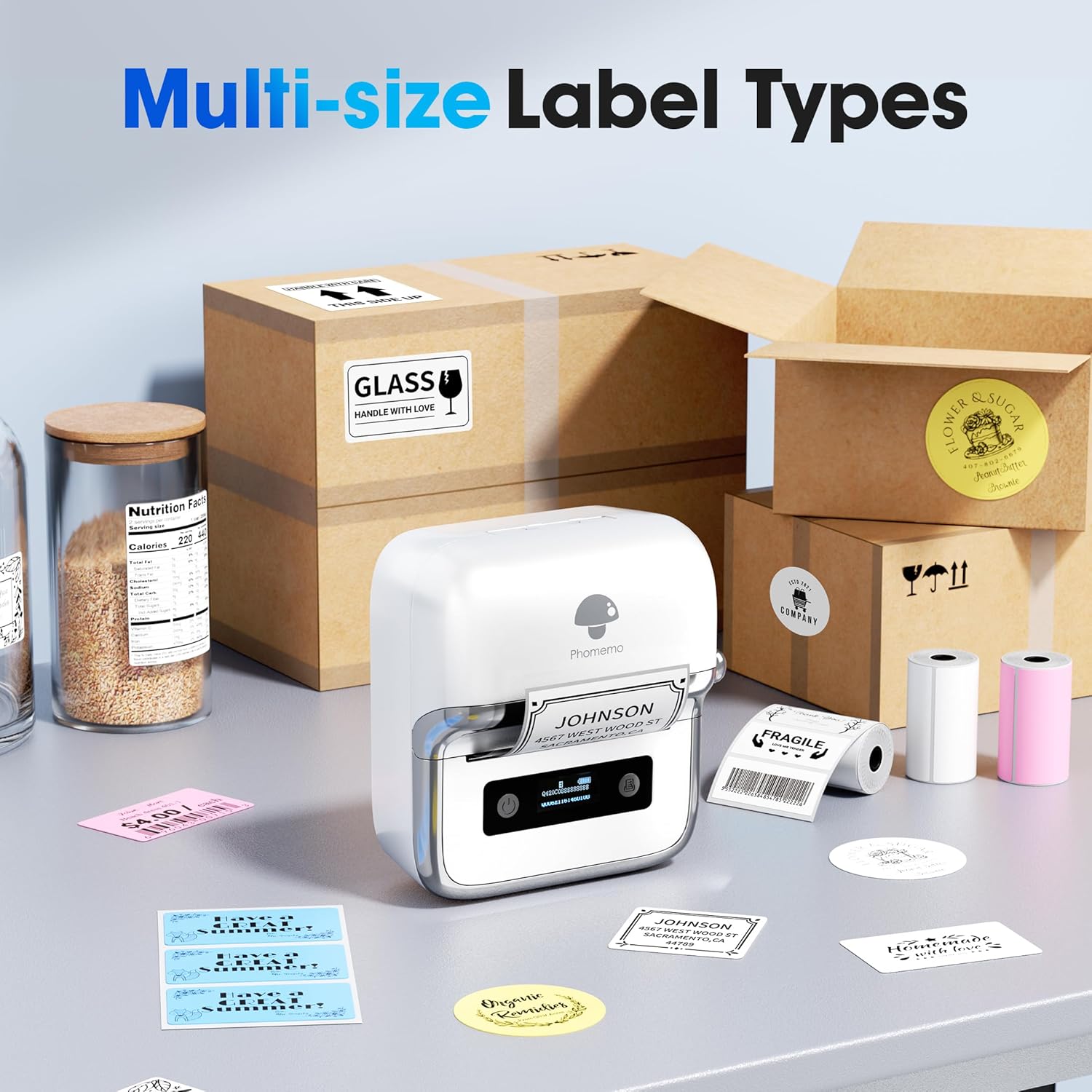 Phomemo M250 Bluetooth Portable Thermal Business Label Maker - Phomemo