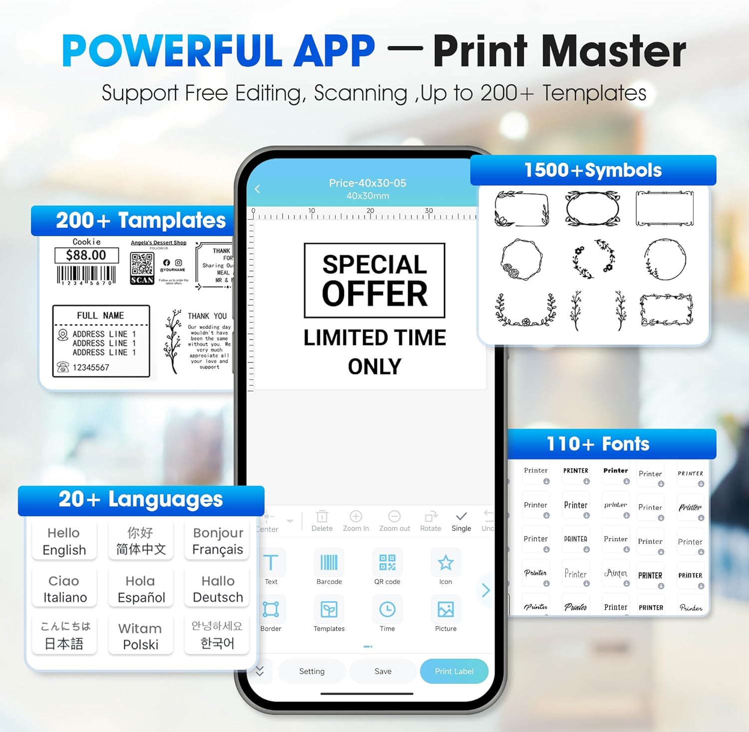 Phomemo M250 Bluetooth Portable Thermal Business Label Maker - Phomemo