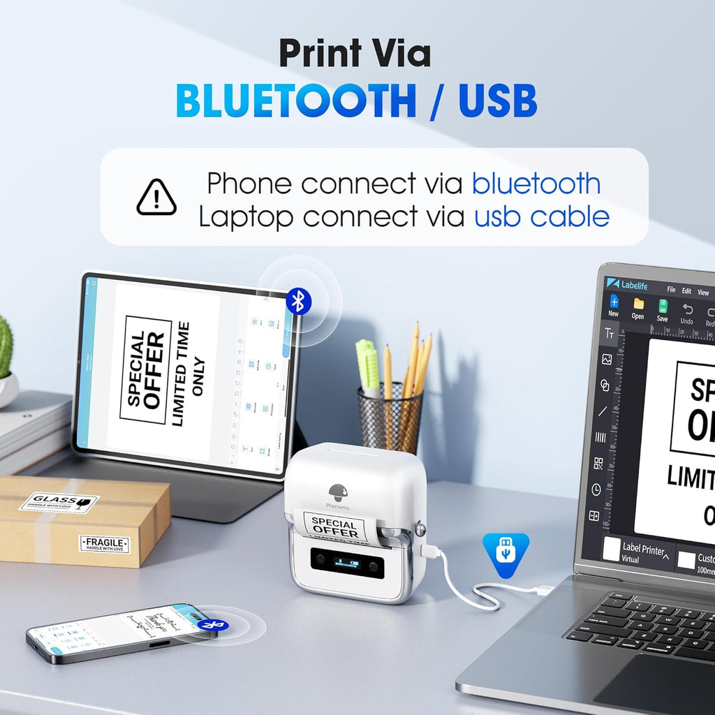 Phomemo M250 Bluetooth Portable Thermal Business Label Maker - Phomemo